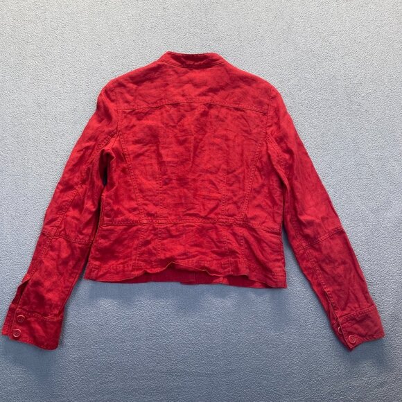 CITY UNLTD size 4 Red 100% Linen‎ Crop blazer Jacket,Buttons Front,Womens - Picture 2 of 11